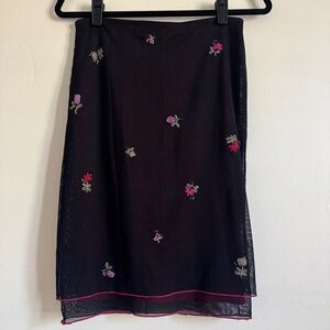 Vintage Laundry By Shelli Segal Floral Beaded Mesh Pencil Skirt, Size 2